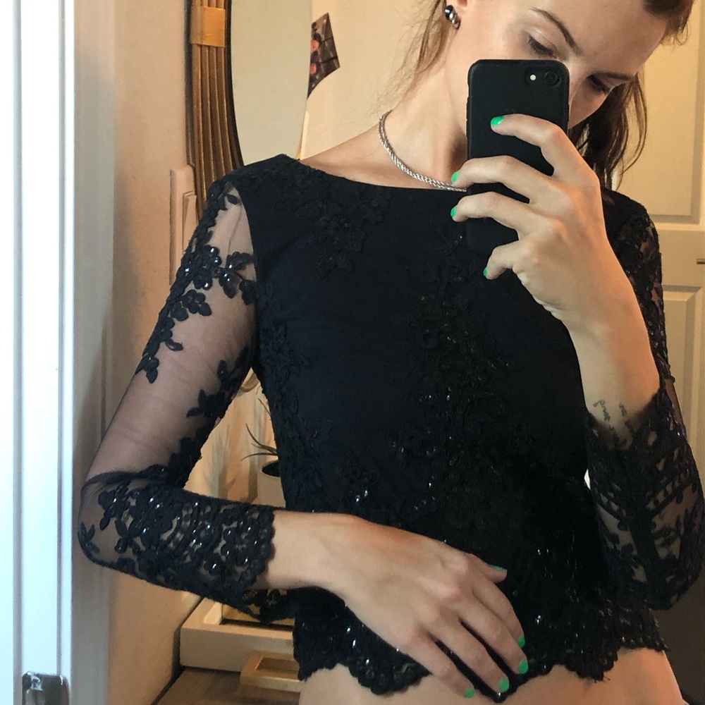 Alice + Olivia sequin mesh top